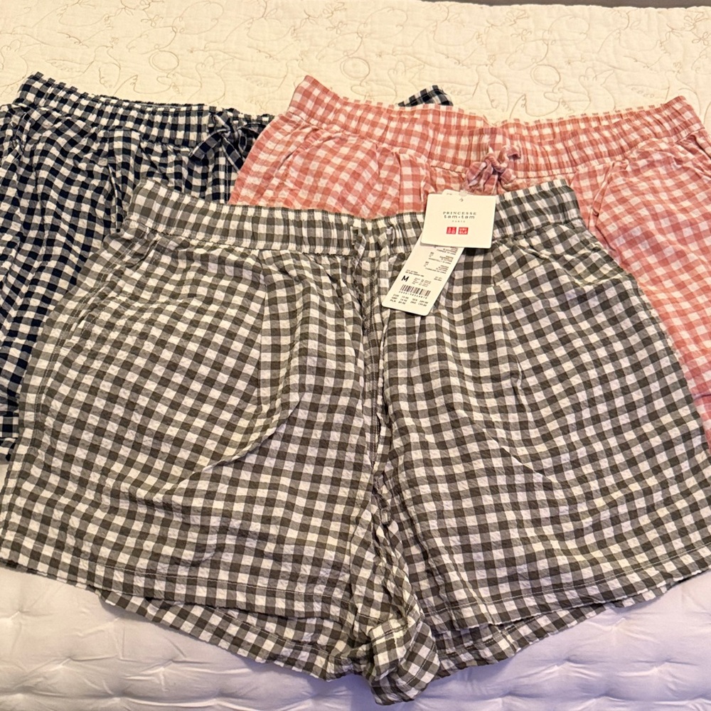 Lot of 3 Uniqlo Gingham Seersucker Shorts